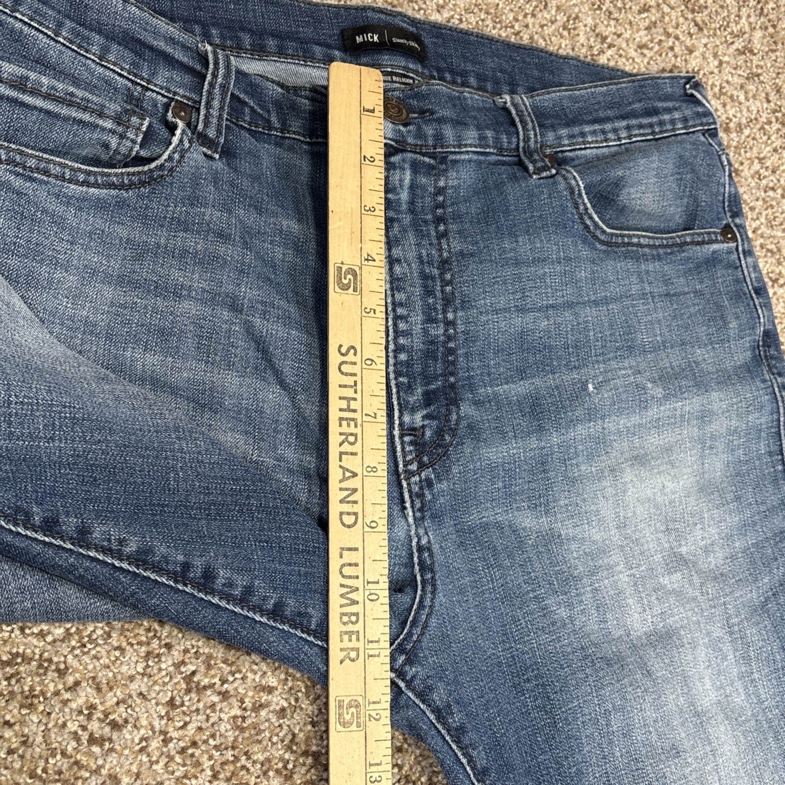 TRUE RELIGION MICK SLOUCHY SKINNY Stretchy Denim Jeans 34 (35x29.5) - View 9