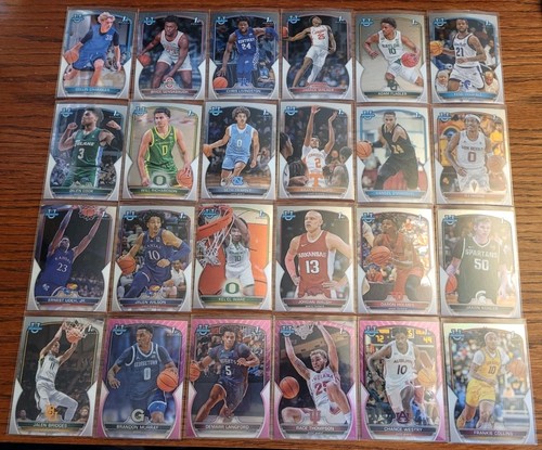 2022-23 Bowman Chrome U Lot Of 24. All 1st Bowman w/ Pink & Silver Refractors