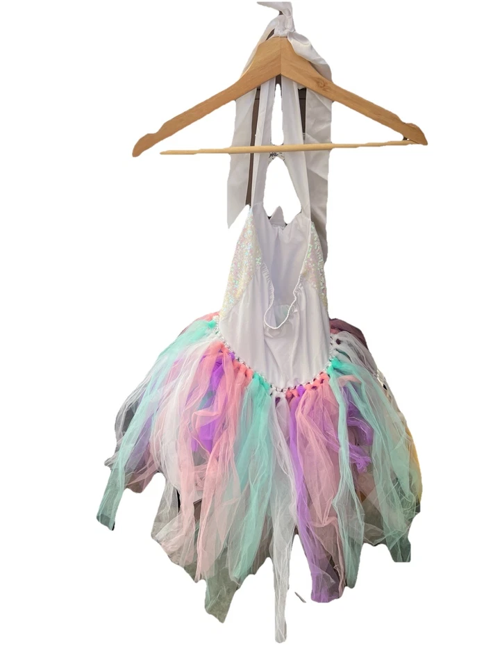 Girls Size 3/4Dressup Dress With Tutu Unicorn Sequins Sparkly Colorful HALTER - Image 2 of 3