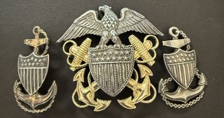 Spille ufficiali USN vintage riempite in oro sterling e 14kt 43 grammi senza prezzo di riserva