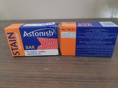 2x Astonish Stain Remover Bar Clothes Carpet Upholstery Pre Laundry Fabric 75g.