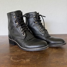 Vintage Justin Black Leather Lace Up Kiltie Roper Western Boots Women 3 or Y 1.5