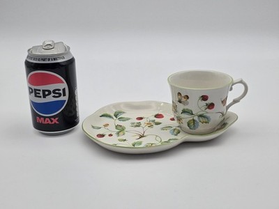 James Kent Keramik Tasse & Snack Untertasse - Erdbeeren Muster - 21,5 cm