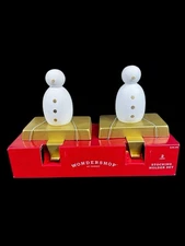 Wondershop 2pk Wood Snowman Christmas Stocking Holder White/Gold NEW