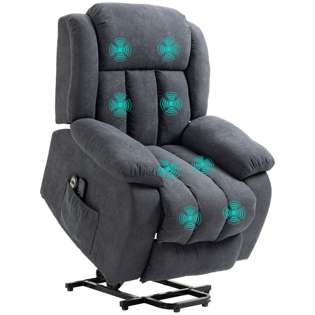Homcom Heavy Duty Riser And Recliner Chair Lift Chair For The Elderly Dark Grey - Image 2
