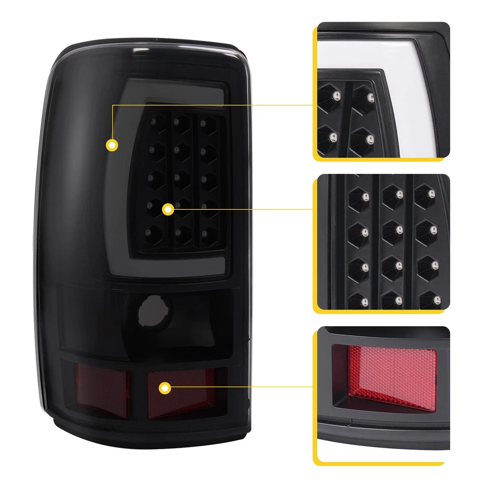 Luzes traseiras de tubo de LED preto fumaça Chevy Suburban Tahoe GMC Yukon 2000-2006 - Imagem 4 de 4