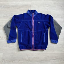 Vintage Patagonia Deep Pile Blue Fleece Partial Eclipse Jacket USA Made Size Med