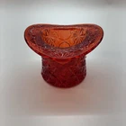 Vintage Fenton Amberina Glass Daisy And Button Top Hat Toothpick Holder