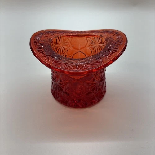 Vintage Fenton Amberina Glass Daisy And Button Top Hat Toothpick Holder