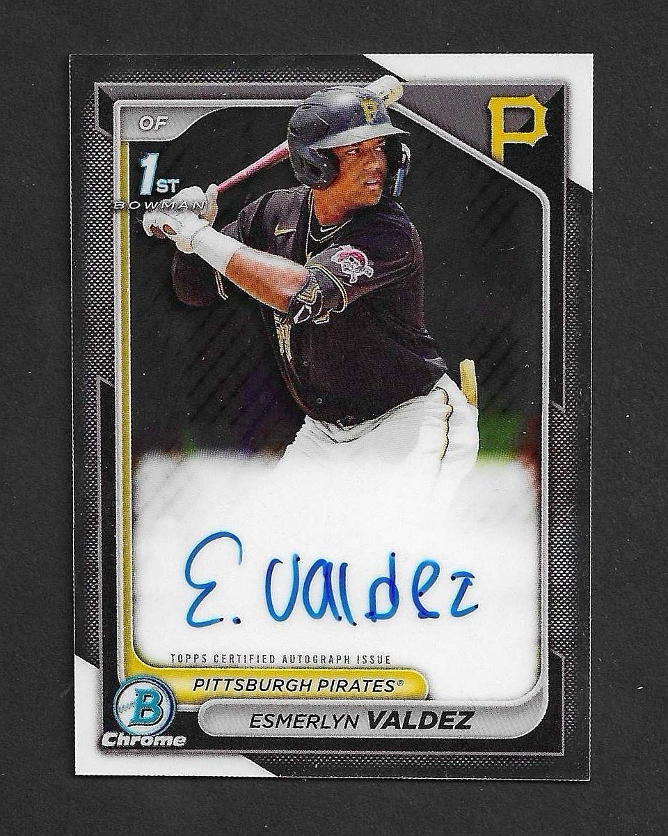 ESMERLYN VALDEZ 2024 Bowman Chrome 1st Auto CPA-EV Pittsburgh Pirates RC