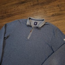 Johnnie-O Sully 1/4 Zip Pullover Mens M Helios Blue Wrinkle Resistant Stretch