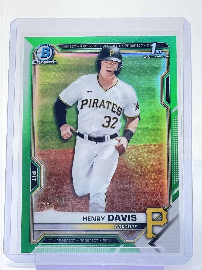 HENRY DAVIS 2021 BOWMAN CHROME DRAFT 1ST GREEN REFRACTOR PIRATES /99 Q5554