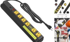 Heavy Duty Metal Power Strip 20 Amp, High Amp Surge Protector 6 15FT Yellow