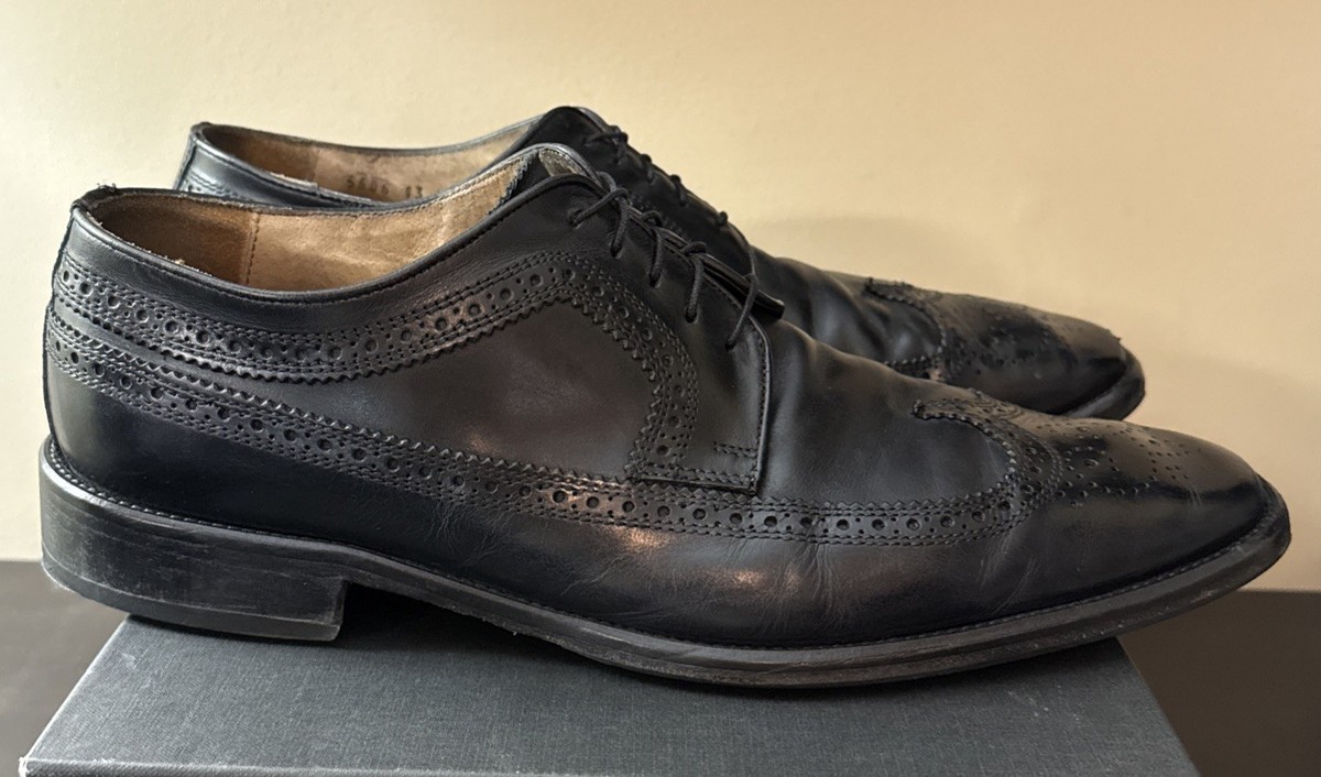 Bachrach Black Oxfords Sleek Formal‎ Design Handcrafted Black Leather Oxford Brogue Shoes for Formal  main image 4