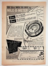 Mile-O-Meter Magazine Ad Vintage Car Gauge Fuel Economy B&W Print 1940s 1950s