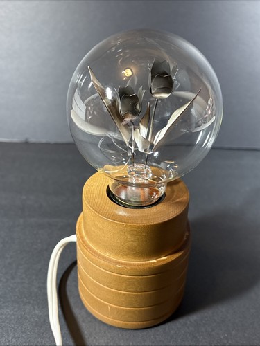 Vintage Duro-Life Aerolux Style Light Bulb with Pink Flower Tulips W/Base