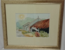 Owl Watercolour Original  Painting In Flight Country Barns Framed Picture