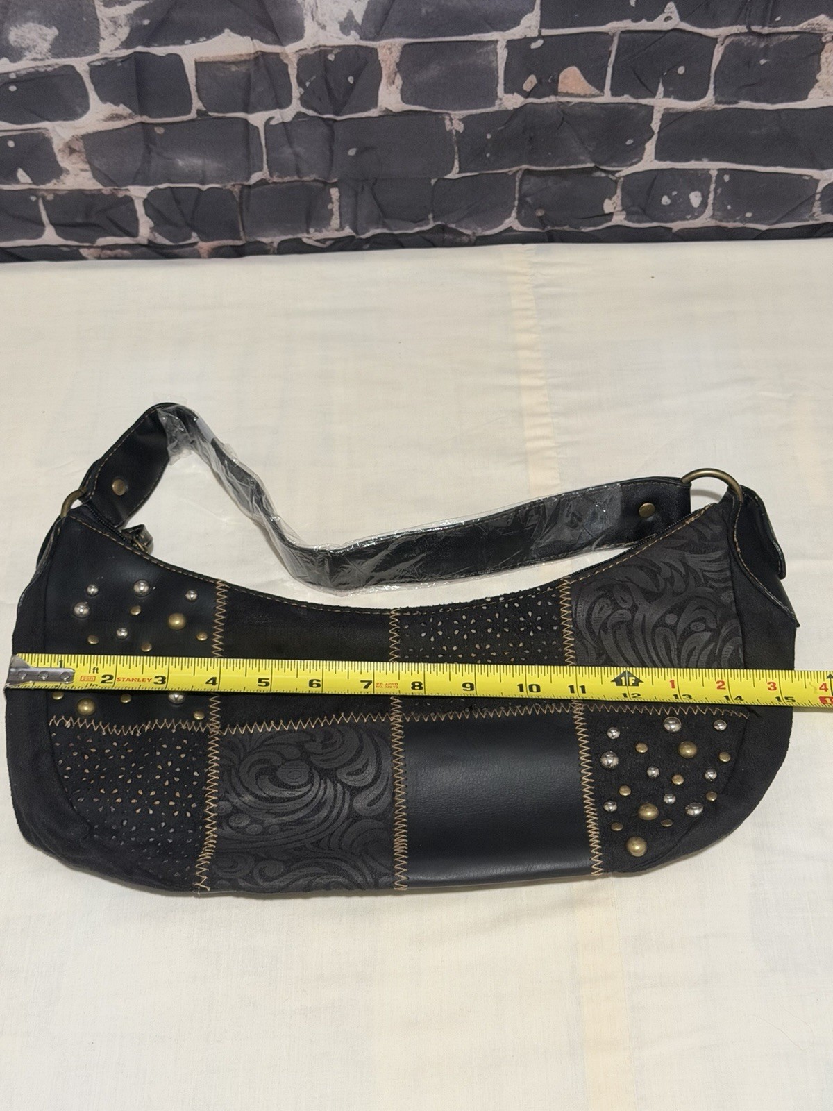 Blatanitos Patchwork Studded Shoulder Bag Black F… - image 8