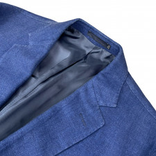 SuitSupply Men s Havana Patch Linen Blend 2-Button Blazer Blue 42R US 52 EU
