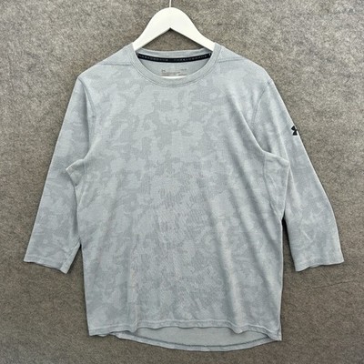 Under Armour Shirt Herren Large grau Threadborne HeatGear Performance Gym 3/4 Top