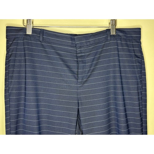 Banana Republic Ryan Pants Navy Blue White Stripes Mid Rise Size 12 Tall - Picture 3 of 7