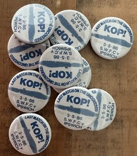 Last’ Uncovered Kop 25mm Button Badge Sheffield Wednesday v Ipswich Town 3/5/86
