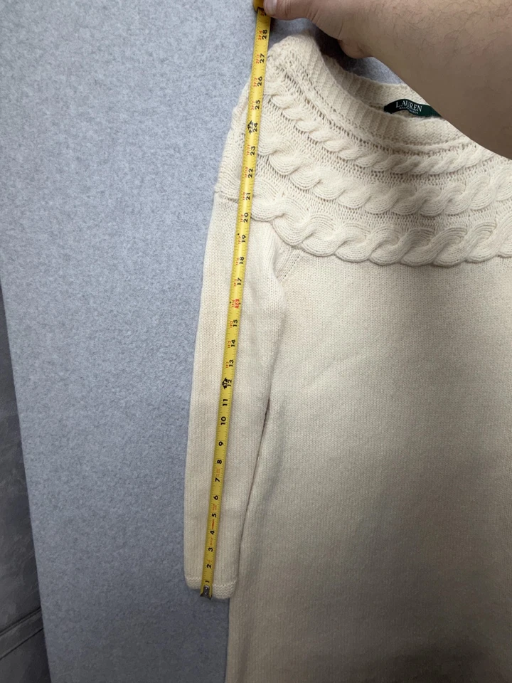 Lauren Ralph Lauren Dress Womens Small Cream Cable Knit Wool Alpaca Sweater - Image 4 of 4