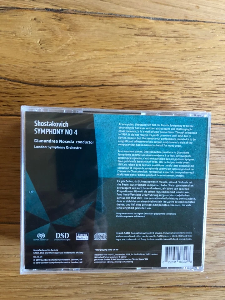 SHOSTAKOVICH - SYMPHONY NO. 4 - GIANANDREA NOSEDA & LSO, SACD NEU (OVP) - Bild 2 von 2