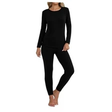  Women's Thermal Underwear Set Lightweight Long Johns Base Layer 3X-Large Black