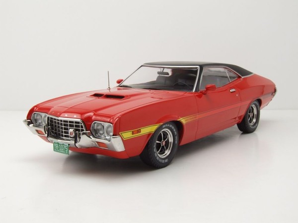 Ford Gran Torino Sport 1972 Matt Rot Schwarz Modellauto 1:18 Ixo Models-image