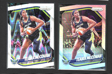 TEAIRA MCCOWAN 2 Card Lot 2025 Panini Prizm WNBA #48 Silver / White Seismic