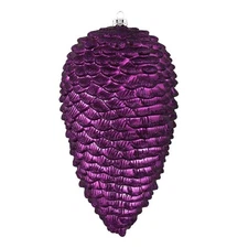 Vickerman 7" Pinecone Christmas Ornaments in Glitter Plum Purple (Set of 4)