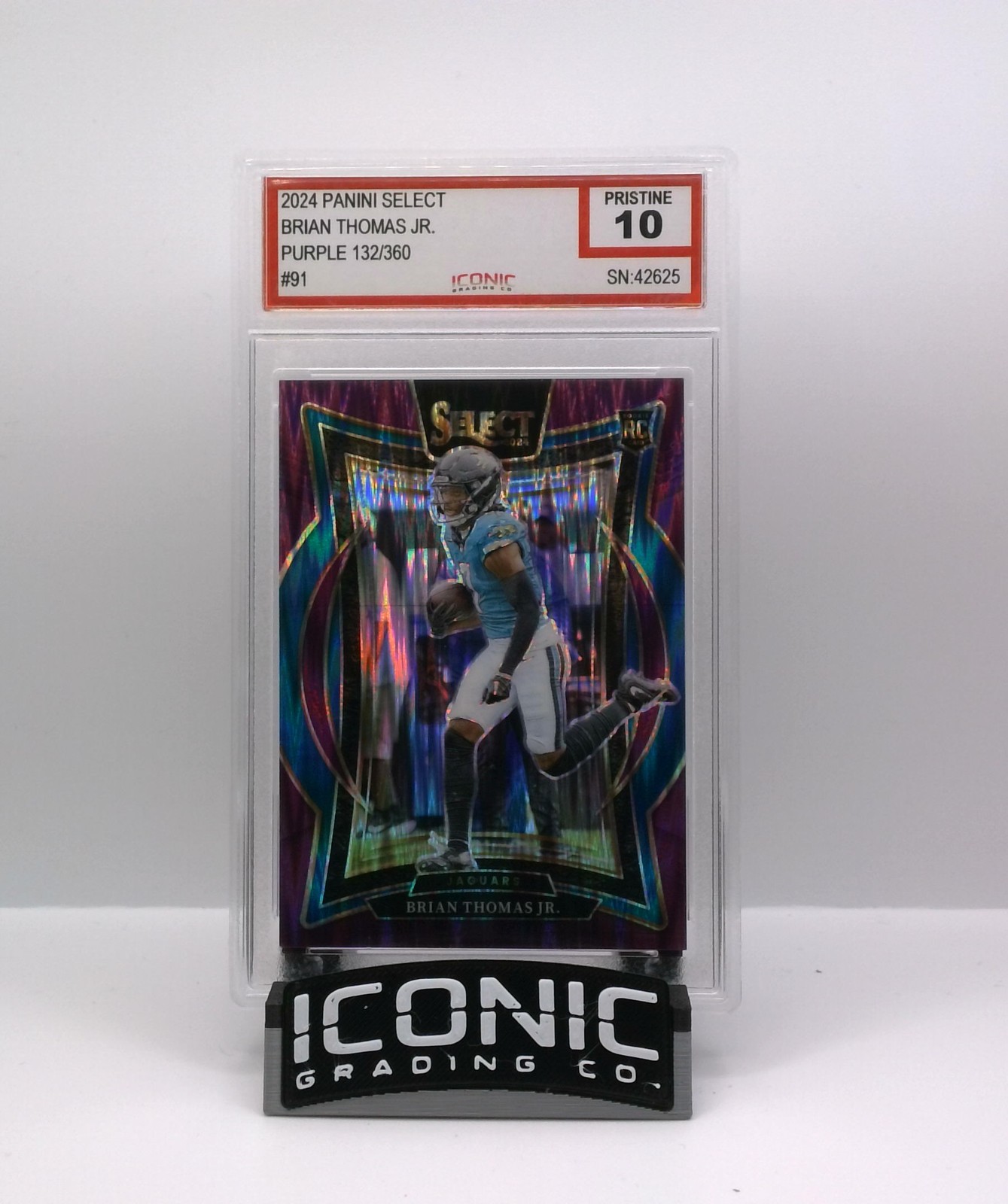 2024 Panini Select #91 Brian Thomas Jr. Purple Prizm Shock #/360