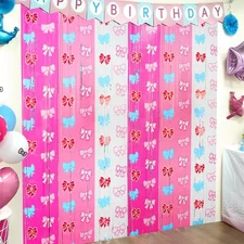 Metallic Tinsel Fringe Curtains Photo Booth Backdrop Bow 3.3x6.6 Ft 2 Pack