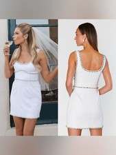 Show Me Your MuMu Gina White Rhinestone Jacquard Dress M Wedding Bridal Party