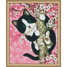 PixelHobby Cherry Blossom Cat Kit & Frame Mosaic Art Kit