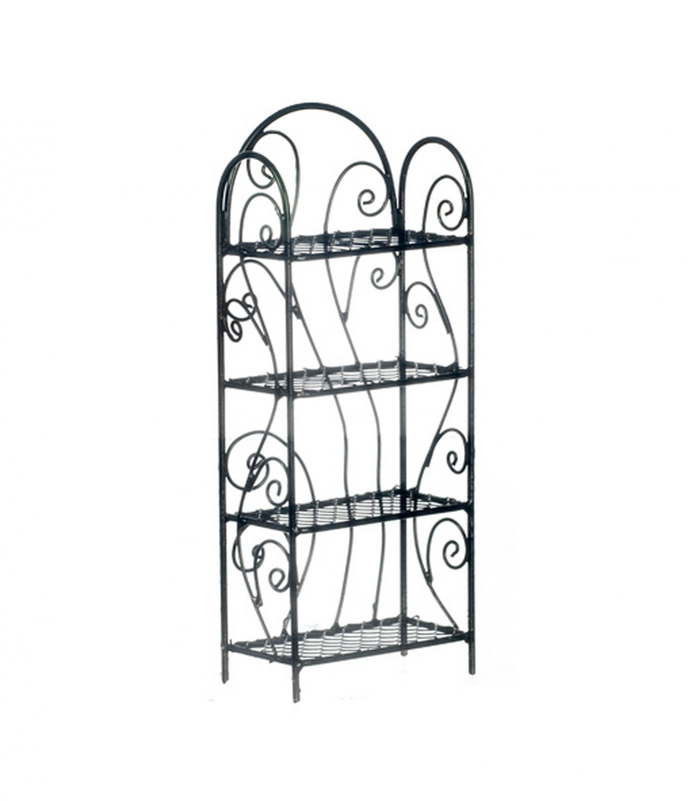 Dolls House Black Wrought Iron 4 Shelf Unit Miniature Furniture 1:12 Scale