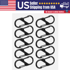 10Pcs Black S Shaped Metal Carabiner Double Hook Keychain Clips Camping Fishing