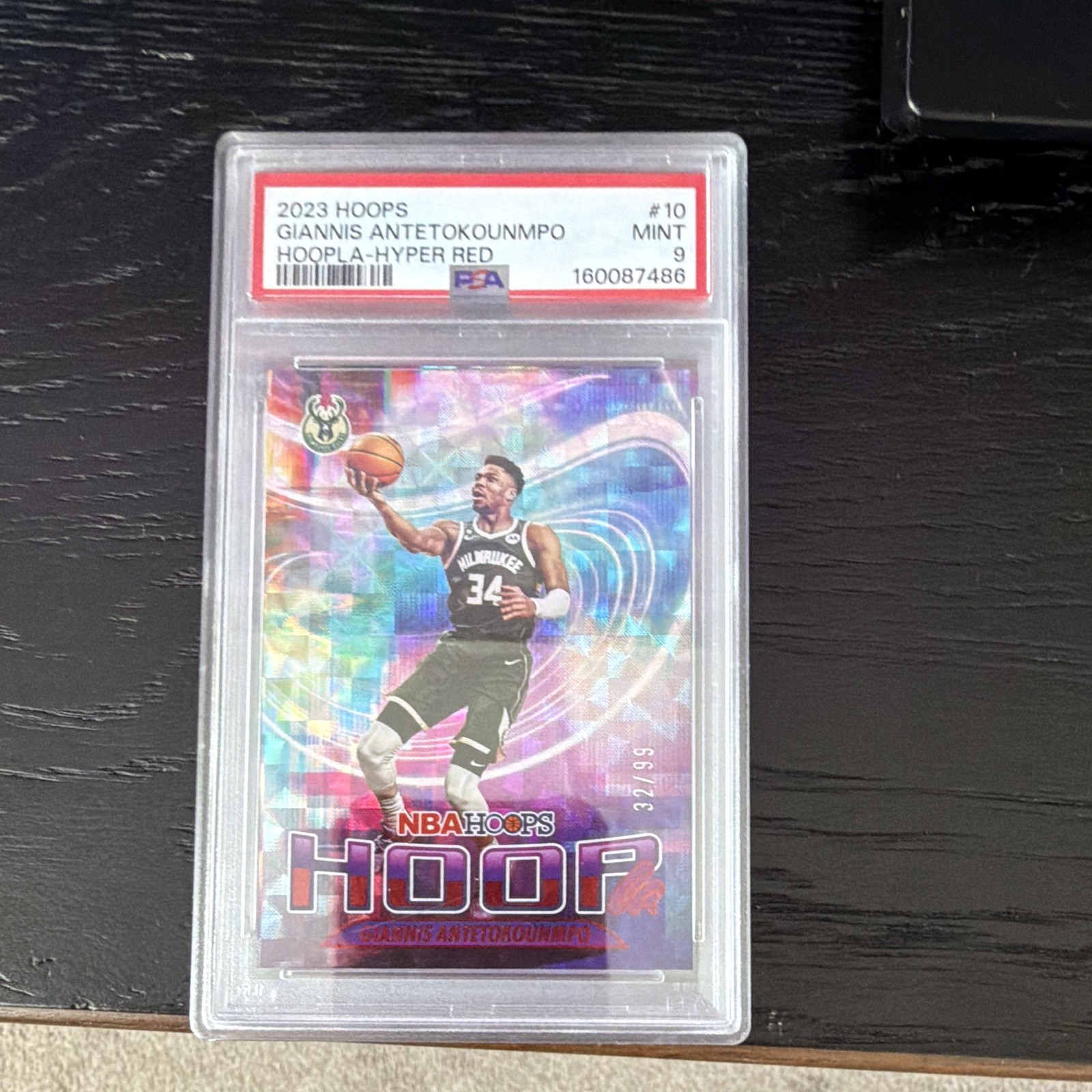 Giannis Antetokounmpo Panini 2023-24 Hoops Hoopla Hyper Red #10 /99 PSA 9 view 1