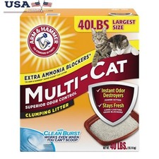 Multi-Cat Clumping Litter Odor Control Baking Soda Fresh Scent 40lb Dust Free US