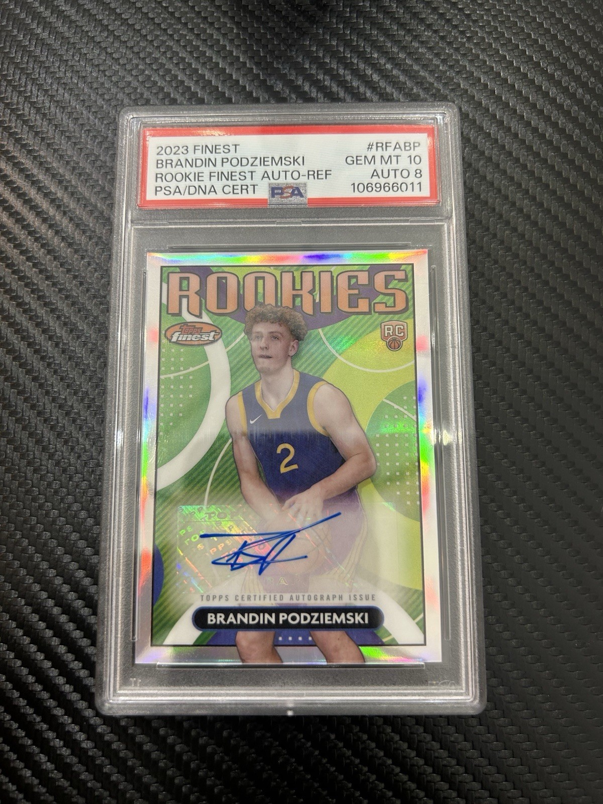 2023-24 Topps Finest Brandin Podziemski Rookie Card with Topps Certified Auto