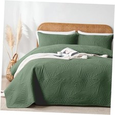 Queen Quilt Bedding Set Soft Lightweight Full/Queen 90"x 96" Olive Green