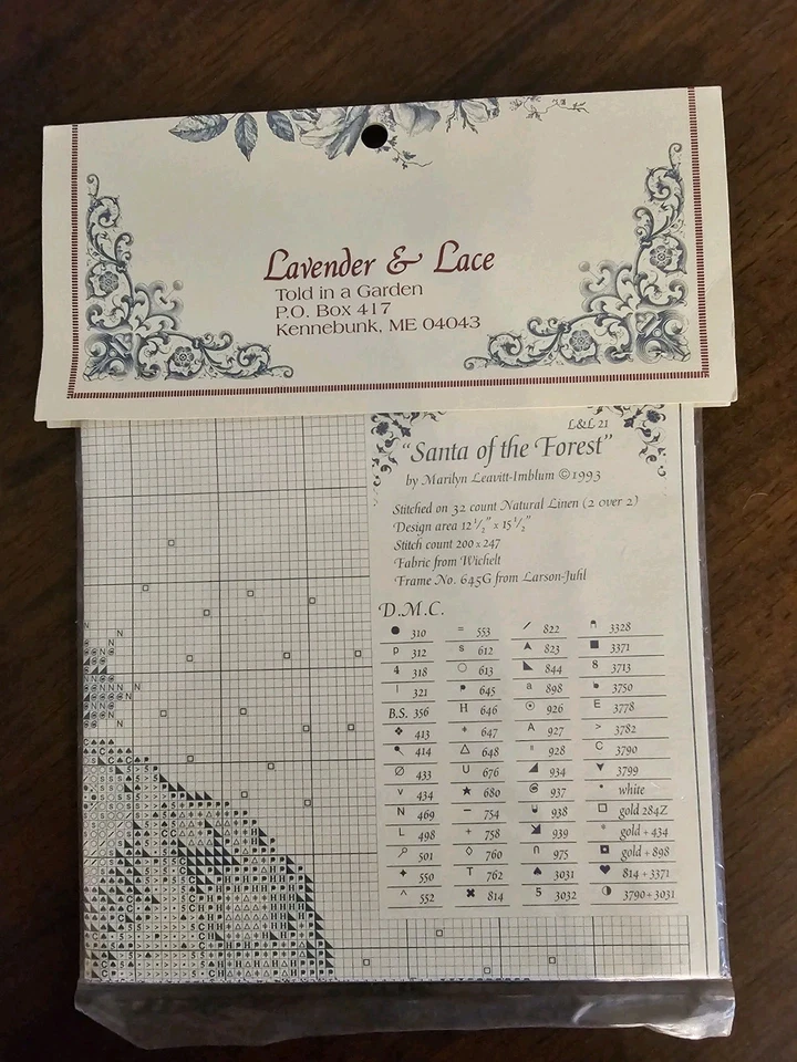 Lavender & Lace Santa of the Forest Cross Stitch Chart Pattern 1993 Vintage OOP - Image 3 of 3