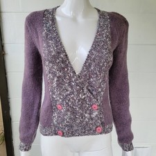 Vintage 80s Valentine O'Neil Purple Cardigan Women's S Cottagecore Wool Blend