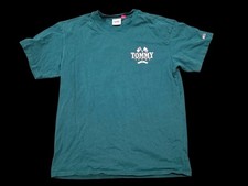 Tommy Jeans Men's Green Vintage Graphic Logo T-Shirt Size M 90s Streetwear