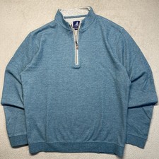 Johnnie O Sully 1/4 Zip Sweater Mens Medium Blue Grass Pullover Preppy Golf