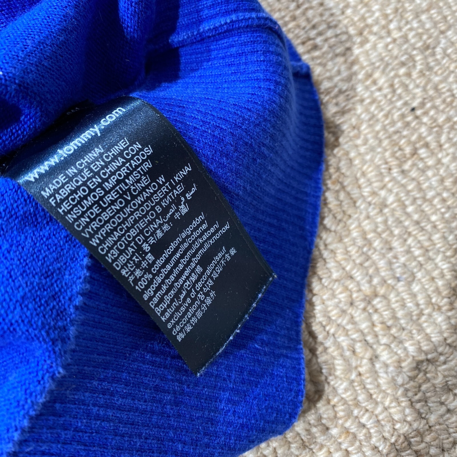 Tommy Hilfiger Jumper Mens Large Slim Fit Royal Blue Embroidered Script Sweater thumbnail 11