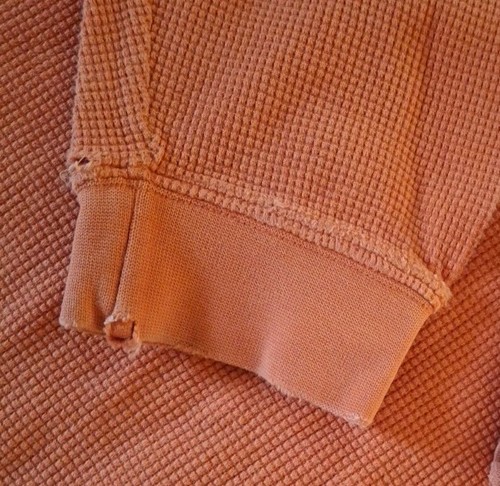 Eddie Bauer L Thermal Shirt Orange Waffle Knit Long Sleeve Crewneck Grunge READ - Picture 6 of 12