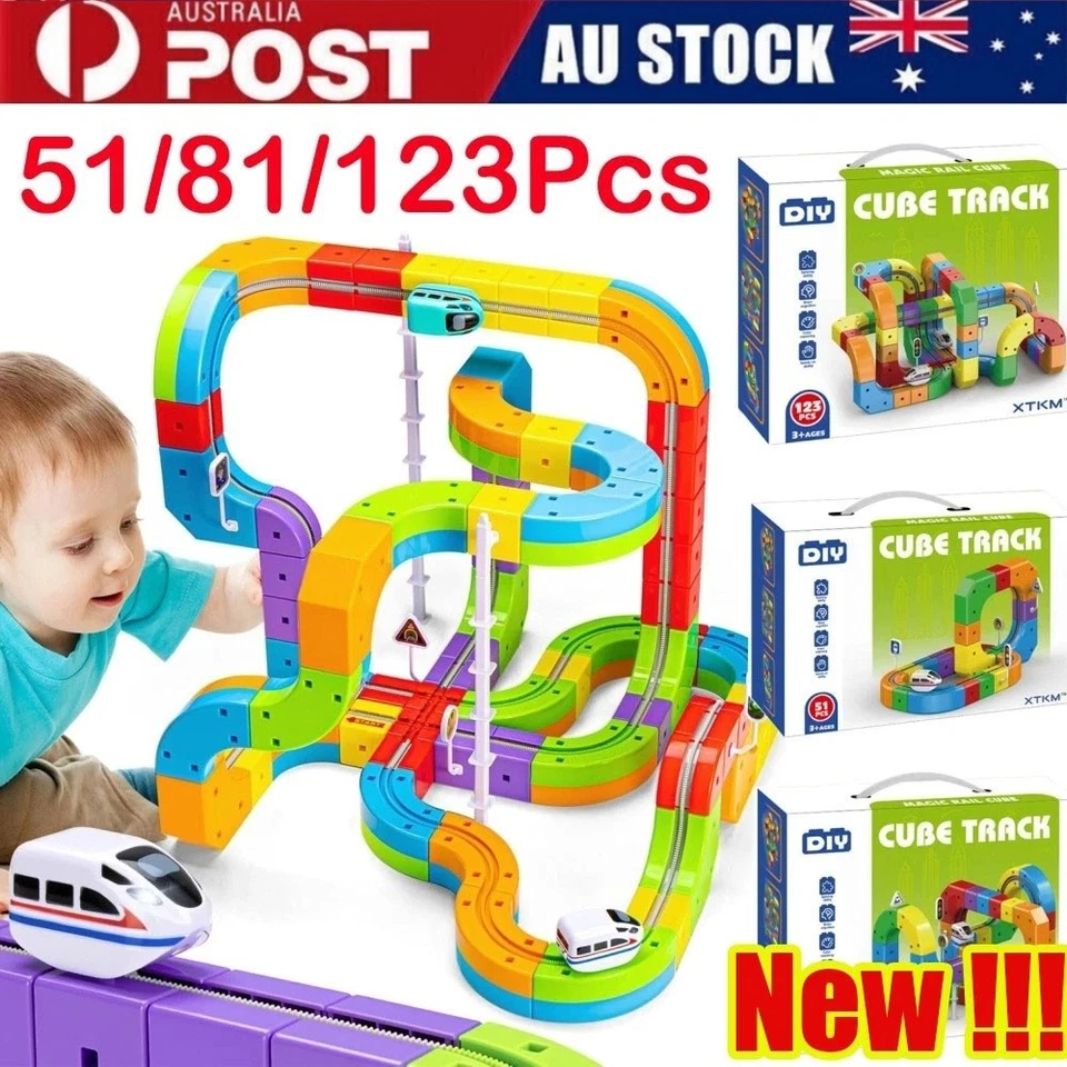 51-123Pcs Klick Rail Electric Train Set Magic Cube Track 3D Stem Learning Toy - image 2 of 4