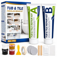 Porcelain Repair Kit, 3.5 Oz Tub Repair Kit White with Color Match for Fiberglas